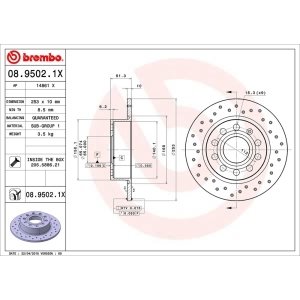 brembo Premium Xtra Cross Drilled UV Coated 1-Piece Rear Brake Rotors for Volkswagen Golf SportWagen - 08.9502.1X