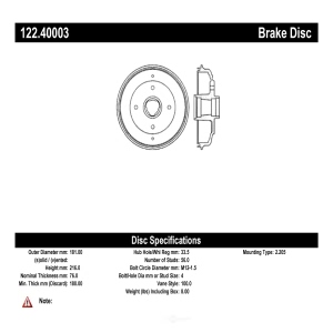 Centric Premium™ Brake Drum for Honda Prelude - 122.40003
