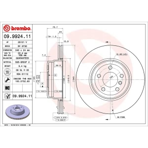 brembo UV Coated Series Vented Rear Brake Rotor for 2010 BMW X5 - 09.9924.11