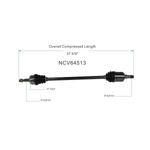 GSP North America Front Passenger Side CV Axle Assembly for 2000 Daewoo Nubira - NCV64513
