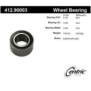 Centric Premium™ Wheel Bearing for Porsche Boxster - 412.90003