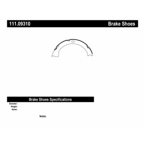 Centric Premium™ Parking Brake Shoes for 2001 Chrysler Prowler - 111.09310