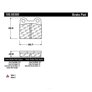Centric Formula 100 Series™ OEM Brake Pads for Alfa Romeo Giulia - 100.00300