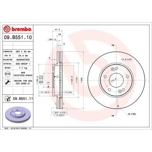 brembo UV Coated Series Front Brake Rotor for Kia Sportage - 09.B551.11