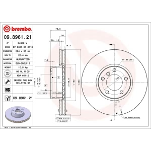 brembo UV Coated Series Vented Front Brake Rotor for 2000 BMW 540i - 09.8961.21