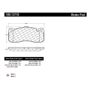 Centric Formula 100 Series™ OEM Brake Pads for BMW 135i - 100.13710