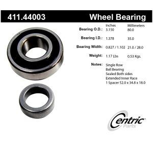 Centric Premium™ Rear Driver Side Single Row Wheel Bearing for 1994 Toyota Previa - 411.44003