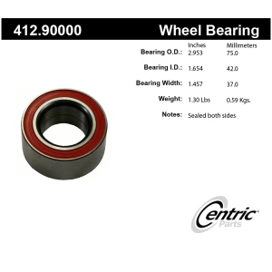 Centric Premium™ Rear Driver Side Double Row Wheel Bearing for 1989 Alfa Romeo Milano - 412.90000