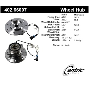 Centric Premium™ Wheel Bearing And Hub Assembly for GMC K2500 - 402.66007