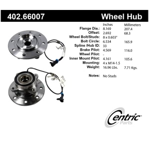 Centric Premium™ Wheel Bearing And Hub Assembly for 1995 Chevrolet K2500 - 402.66007