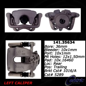 Centric Semi-Loaded Brake Caliper for 2012 Mercedes-Benz SLK250 - 141.35634