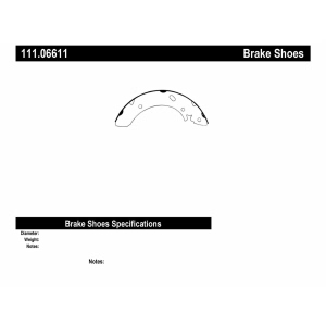 Centric Premium Rear Drum Brake Shoes for Hyundai Elantra - 111.06611