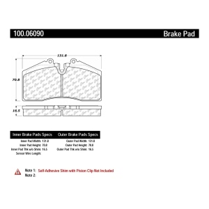 Centric Formula 100 Series™ OEM Brake Pads for 1991 Porsche 911 - 100.06090