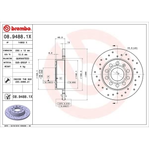 brembo Premium Xtra Cross Drilled UV Coated 1-Piece Rear Brake Rotors for 2008 Volkswagen Rabbit - 08.9488.1X