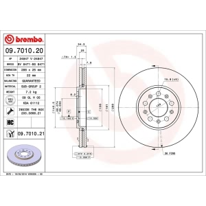 brembo UV Coated Series Vented Front Brake Rotor for 1999 Volkswagen Jetta - 09.7010.21