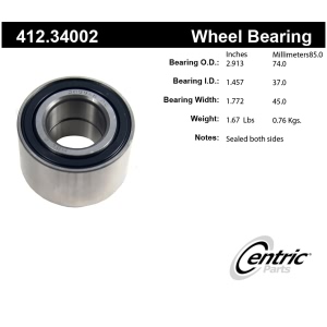 Centric Premium™ Rear Passenger Side Double Row Wheel Bearing - 412.34002