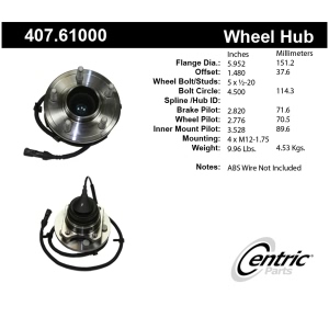 Centric Premium™ Wheel Bearing And Hub Assembly for 2009 Mercury Grand Marquis - 407.61000