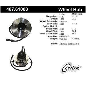 Centric Premium™ Wheel Bearing And Hub Assembly for 2008 Lincoln Town Car - 407.61000