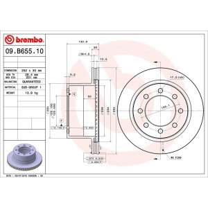 brembo OE Replacement Rear Brake Rotor for 2003 Dodge Ram 2500 - 09.B655.10