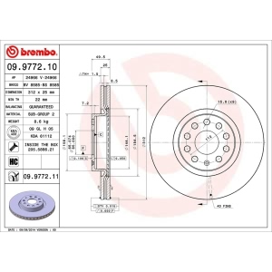 brembo UV Coated Series Vented Front Brake Rotor for Volkswagen Tiguan Limited - 09.9772.11