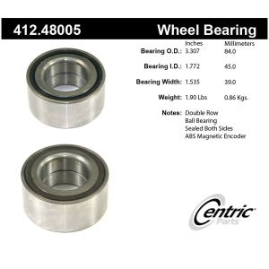 Centric Premium™ Front Driver Side Double Row Wheel Bearing for Suzuki SX4 - 412.48005