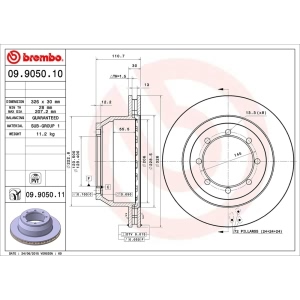 brembo OE Replacement Rear Brake Rotor for 2000 Ford E-350 Econoline Club Wagon - 09.9050.10