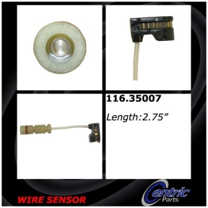 Centric Front Brake Pad Sensor for Mercedes-Benz SLK32 AMG - 116.35007