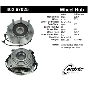 Centric Premium™ Wheel Bearing And Hub Assembly for 2015 Ram 2500 - 402.67025