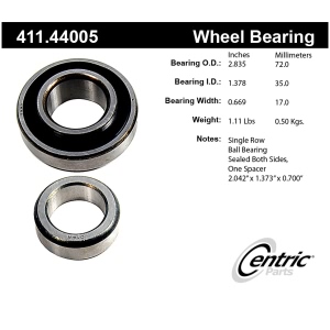 Centric Premium™ Rear Driver Side Single Row Wheel Bearing for 1985 Toyota Celica - 411.44005