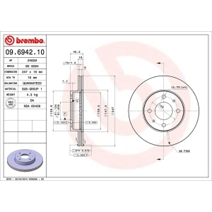 brembo OE Replacement Vented Front Brake Rotor for 1998 Nissan 200SX - 09.6942.10