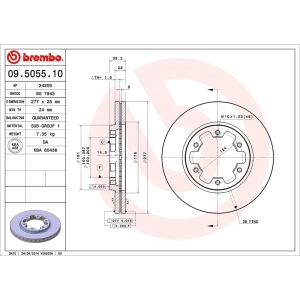 brembo OE Replacement Vented Front Brake Rotor for 1989 Nissan Pathfinder - 09.5055.10