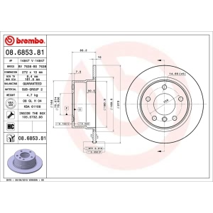 brembo UV Coated Series Solid Rear Brake Rotor for 1999 BMW Z3 - 08.6853.81