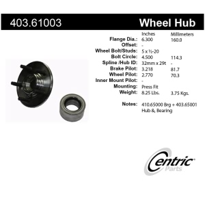 Centric Premium™ Wheel Hub Repair Kit for 2003 Mercury Mountaineer - 403.61003