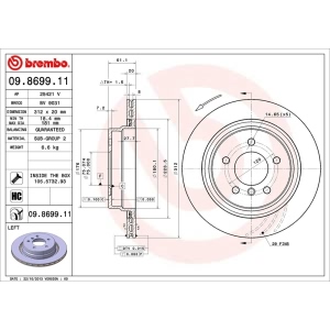 brembo UV Coated Series Vented Rear Driver Side Brake Rotor for 2000 BMW Z3 - 09.8699.11