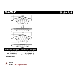 Centric Formula 100 Series™ OEM Brake Pads for 1999 Volkswagen EuroVan - 100.07050