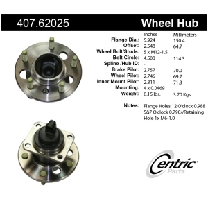 Centric Premium™ Hub And Bearing Assembly; With Integral Abs for 2002 Oldsmobile Alero - 407.62025