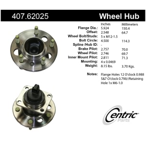 Centric Premium™ Hub And Bearing Assembly; With Integral Abs for 1999 Oldsmobile Alero - 407.62025