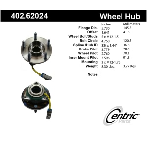 Centric Premium™ Wheel Bearing And Hub Assembly for Chevrolet Corvette - 402.62024