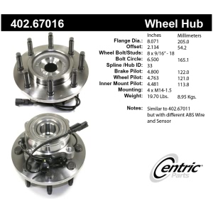 Centric Premium™ Front Driver Side Driven Wheel Bearing and Hub Assembly for 2008 Dodge Ram 1500 - 402.67016