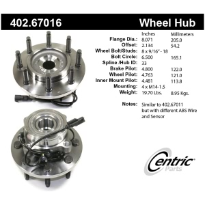 Centric Premium™ Front Driver Side Driven Wheel Bearing and Hub Assembly for 2008 Dodge Ram 1500 - 402.67016