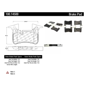 Centric Formula 100 Series™ OEM Brake Pads for 2013 Mercedes-Benz C63 AMG - 100.14500
