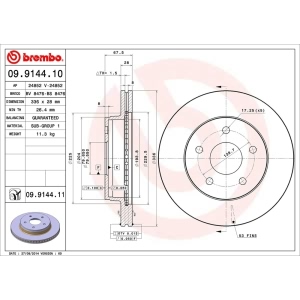 brembo UV Coated Series Vented Front Brake Rotor for 2002 Dodge Ram 1500 - 09.9144.11