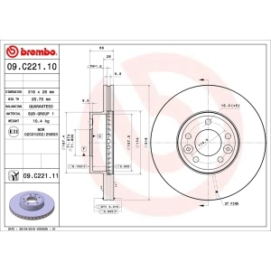 brembo UV Coated Series Front Brake Rotor for 1998 Mercury Grand Marquis - 09.C221.11