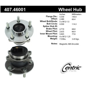 Centric Premium™ Wheel Bearing And Hub Assembly for 2014 Mitsubishi Outlander - 407.46001