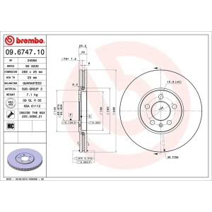 brembo OE Replacement Vented Front Brake Rotor for 1999 Volkswagen Jetta - 09.6747.10