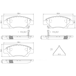 brembo Premium Ceramic Front Disc Brake Pads for 2019 Honda Fit - P28050N