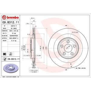 brembo UV Coated Series Rear Brake Rotor for 2014 Jaguar XK - 09.B312.11