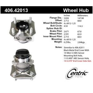 Centric Premium™ Wheel Bearing And Hub Assembly for 2012 Nissan Cube - 406.42013