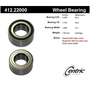 Centric Premium™ Rear Driver Side Double Row Wheel Bearing for 2015 Land Rover LR2 - 412.22000