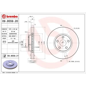 brembo UV Coated Series Front Brake Rotor for 2005 Toyota Corolla - 09-9559-21